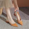 Single Shoes Women's  New Versatile Knitted Shoes Thick Heels and Pointed Toes Slip On Mesh Light Shoes 40 Zapatos De Mujer