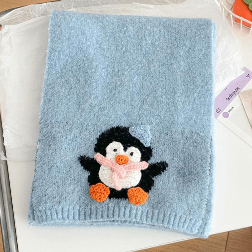 Sweet Cashmere Knitted Scarf Korean Style Winter Neck Warmer Panda Cartoon Embroidery Scarf Daily