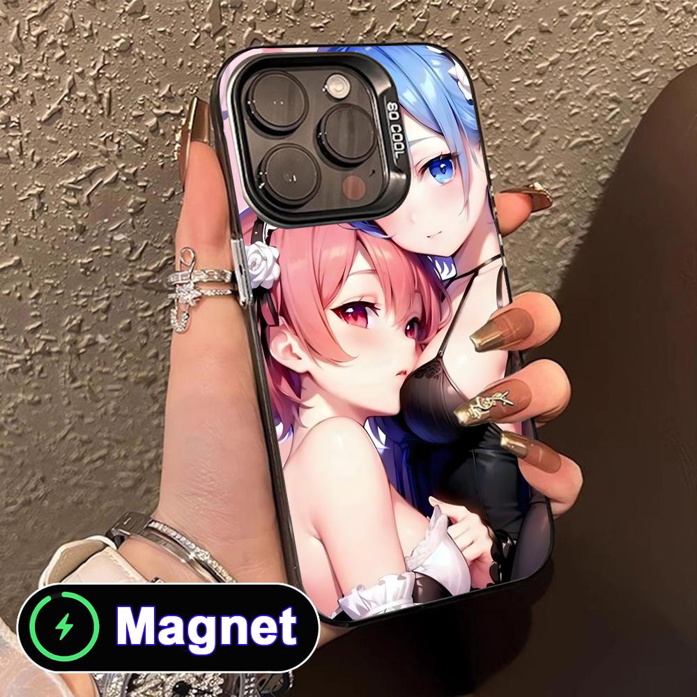ReZero Rem Ram Translucent MagSafe Mobile Phone Case for iPhone 17 16 15 14 13 12 11 Air Pro Max Plus Colorful Cover