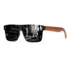 Polarized Sun Glasses Flat Top Square Frame Luxury Wood Grain Temples Women Eyeglasses Retro Square UV400 Outdoor Goggles