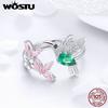 WOSTU Autentické 925 mincové striebro, platinované a zirkónové prstene Darčekový prsteň z kolibríka