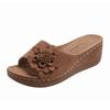 Fashion Vintage Big Floral Sandals Women Summer 2025 Comfortable Soft Sole Wedge Heels Slides Woman Casual Plus Size 43 Slippers Mujer