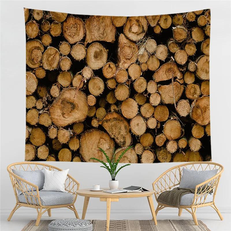Geometric Wood Pattern Tapestry Northern Europe Style Tapestry Hippie Home Living Room Bedroom Decoration Psychedelic Tapestries