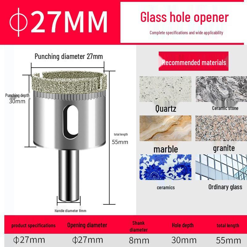 Emery Glass & Tile Drill Bit, 3-200mm Rotary Hole Saw for Marble