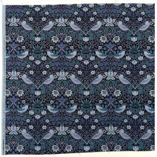 William Morris Strawberry Thief Cotton Print 110cm Wide x 1m Best of Morris Seating Fabric, Symmetrical/Indigo, Pre-Cut, 1891M,