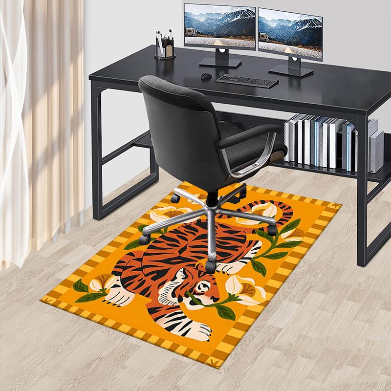 

1pc Tiger Floral Office Chair Mat Anime Cartoon Design, Non Slip Carpet for Home Decor, Suitable for All Seasons 60cm by 90cm