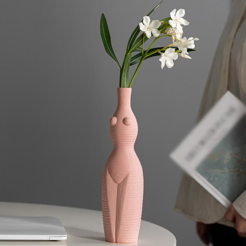 Exotic Human Body Creative Ceramic Vase Trendy Fashion Small Fresh Desktop Ornament Light Luxury Home Decoration