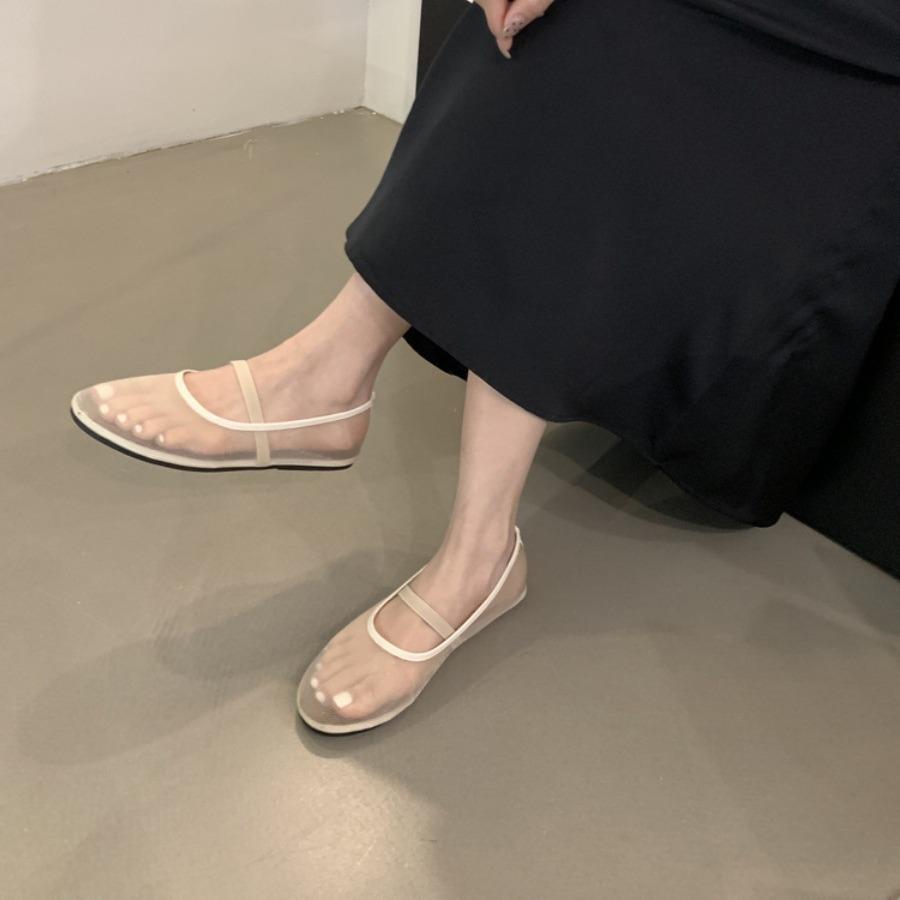 Fashion Designer Autumn Women Mesh Fabric Ballet Flat Shoes Fashion Shallow Elastic Band Ladies Comfort Soft Sole Mary Jane Shoes