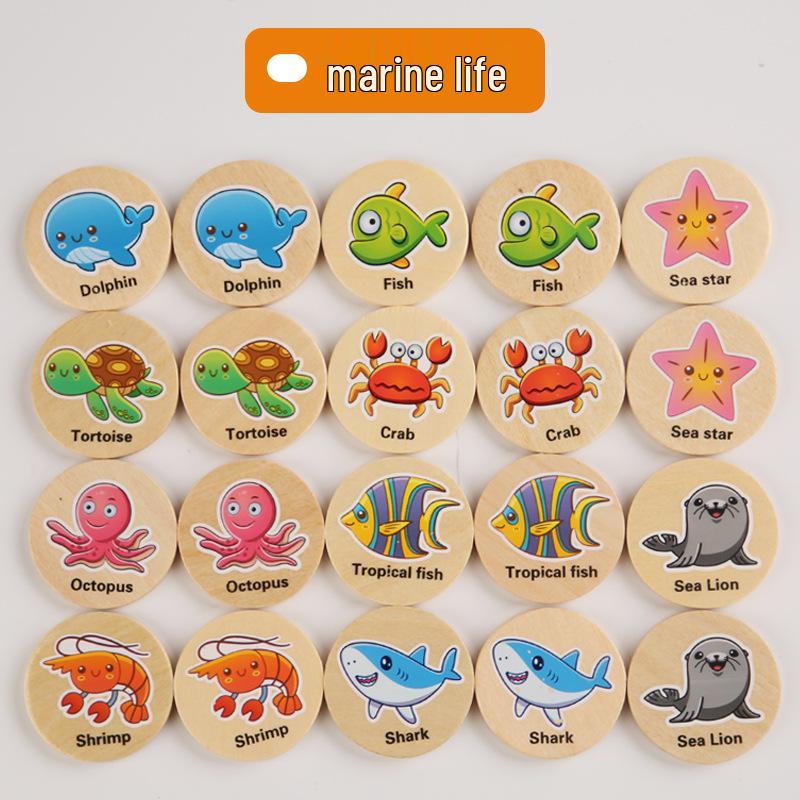 Children s Educational Cartoon Puzzle Game: Memory Chess & Concentration Training Wooden Toy