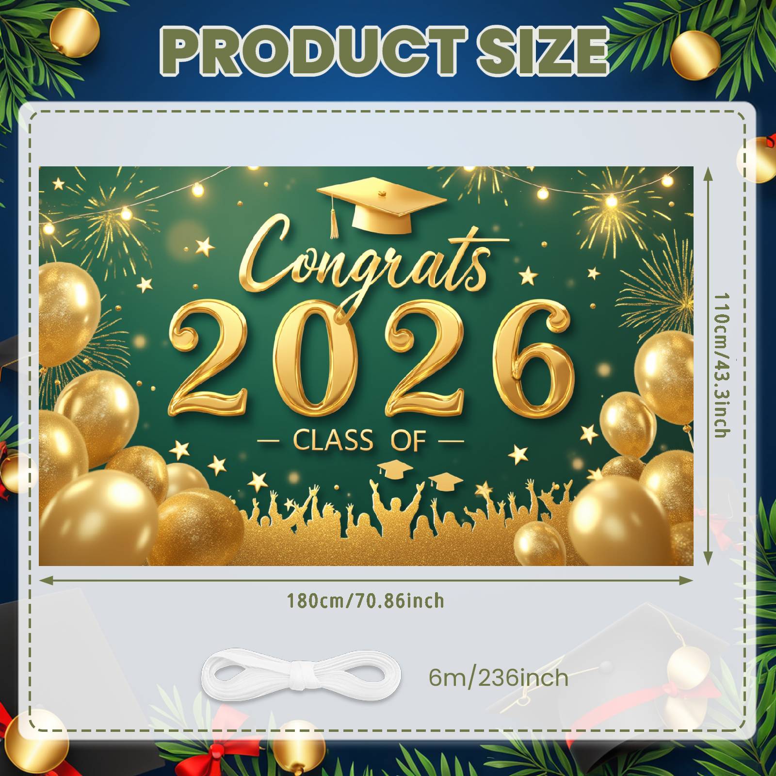 

Grad Celebration Display Shiny Letters Graduation Banner Grad Party Background Festive Design Congrats Display For Class Of 2026