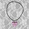 Collana Grande Cuore d'Amore Ciondolo Catena Clavicola Punk Catena Nera in Corda Ciondolo in Vetro Collana Choker Ornamento di Compleanno