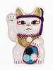 Lucky Cat Kabuki Sukeroku Right Hand Cat Lucky Feng Shui Figurine Offering Box White (M-SIZE White) raised/Ceramics_lucky Maneki-neko (suke_M
