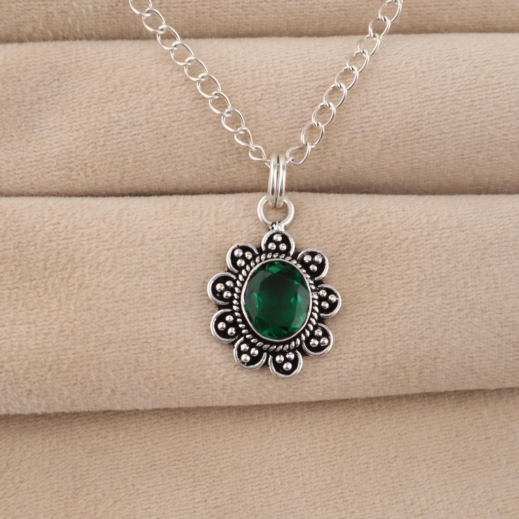 Chrome Diopside Gemstone 925 Sterling Silver Jewelry Handmade Beautiful Pendant 1.37" For Her CP-40-2