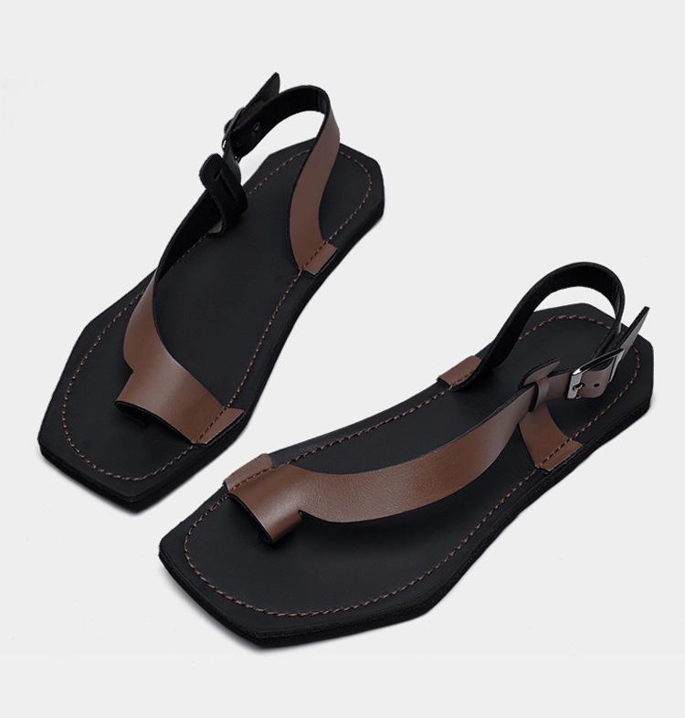 European Style Men's Large Size Thong Sandals with Buckle, Available in Sizes up to 47