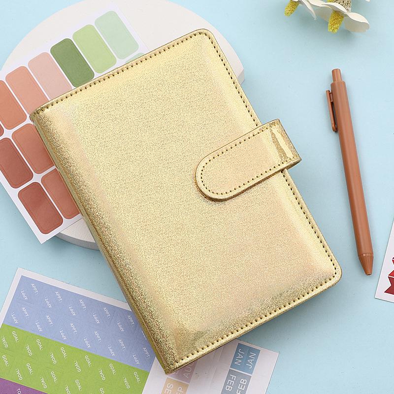 2022 Macaron A6 6 Ring Loose Leaf Journal Notebook PU Leather Notebook Zipper Budget Binder Notebooks Ring Binder
