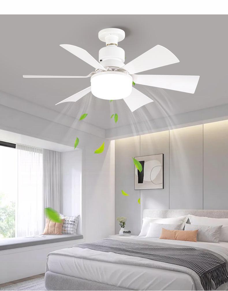 Six-Leaf Flower Pattern Ceiling Fan Light with Removable Blades, E27 Base, Ideal for Bedroom & Living Room.