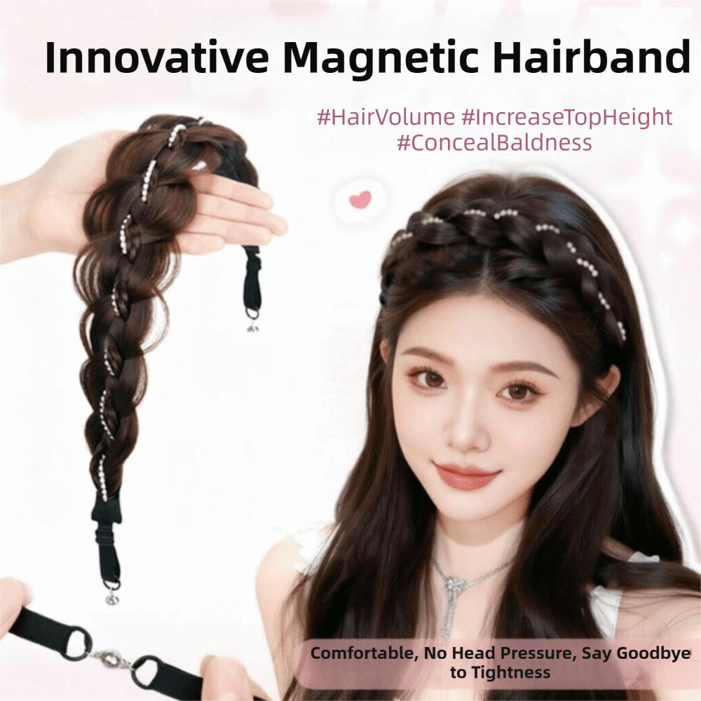Pearl Adjustable Fishtail Braid Headband Easy Wig Headband Suitable for Daily and Casual Wear