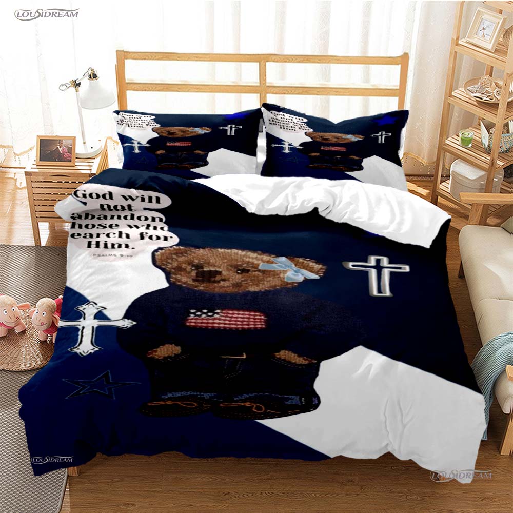 Fashion Bear Casal All Season Duvet Cover Comforter Bedding Set Soft Quilt Cover and Pillowcases Teens Single/Double/Queen/King