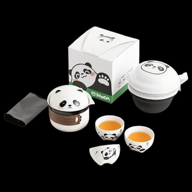 Cute Panda Ceramic Travel Tea Set