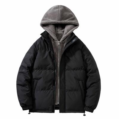 Herren Übergröße Kapuzen-Fleece-Pufferjacke - Trendiger Lockerer Zweiteiliger Look
