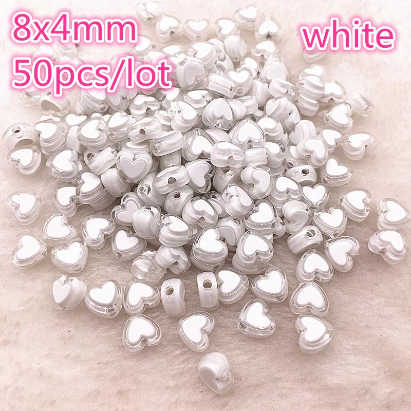 50pcs 8x4mm Love Acrylic Bead Loose Spacer Beads For Jewelry Making DIY Bracelet Accessories