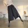 2025 Herbst/Winter Damen karierte Wollhose mit weitem Bein und elastischem Bund