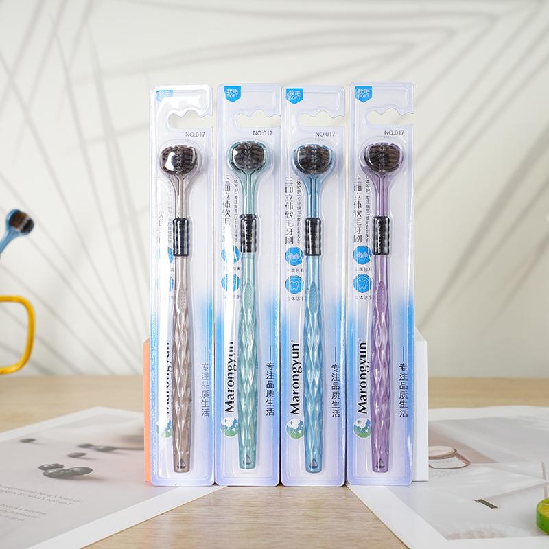 

4 шт. Трехсторонняя зубная щетка с мягкой щетиной для взрослых, пар, студентов, для дома, трехмерная, с мягкой щетиной
