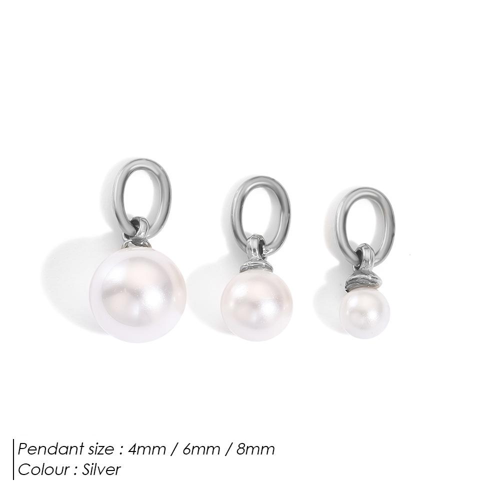 St-Delan Stainless Steel Round Pearl Pendant Charms for Zircon Making Dainty 4mm 6mm 8mm Bead Charms Gold/Copper