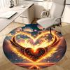1pc Flaming Heart with Wings Round Carpet Anime Design Office Chair Mat, Non Slip Rug for Home Decor, Gift, Office, Living Room, Bedroom