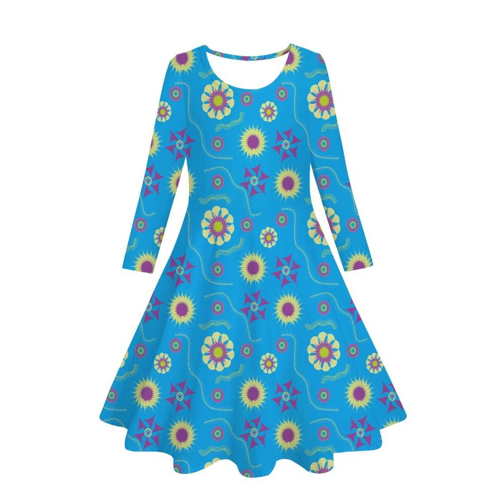 Girls' 3D Boho Floral Dress Long Sleeve Summer Spring Vacation Daily Holiday Princess Beautiful Sweet Kids 4-12 Years Casual Dress A Line Dress