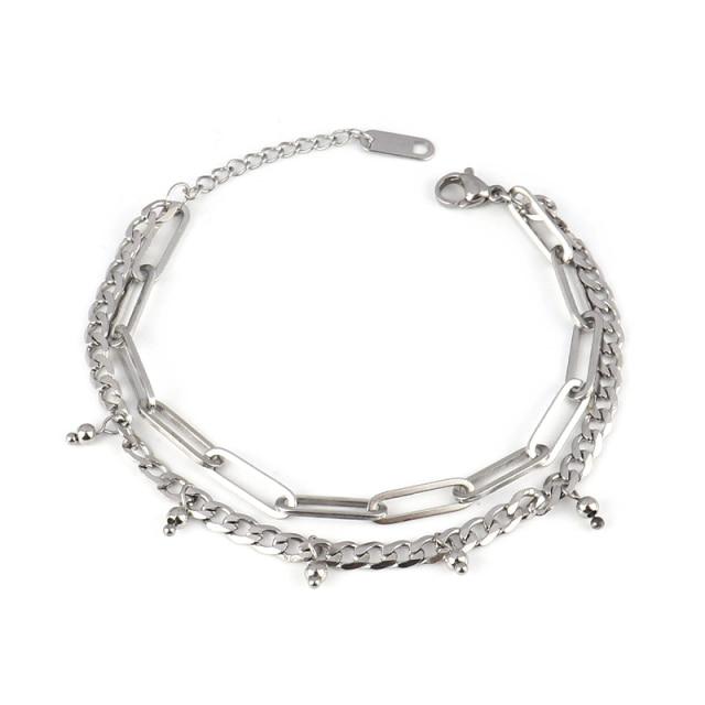 Βραχιόλι από ατσάλι για γυναίκες Ανοξείδωτα βραχιόλια Καρδιά κρεμαστά βραχιόλια μόδας αλυσίδα βραχιόλια Γυναικεία χοντρό βραχιόλι Δώρο κοσμήματα