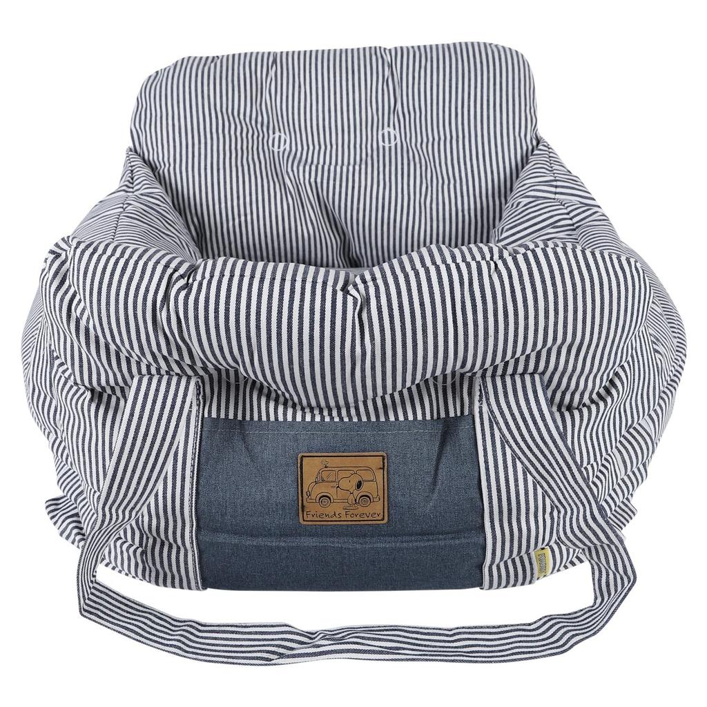 PEANUTS Snoopy Plush Car Bed for Going Out, Navy, for Dogs and Cats
