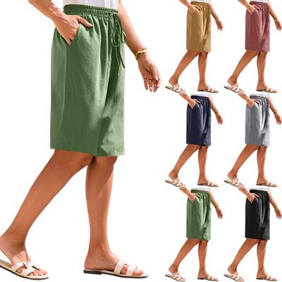 Sommer-Shorts für Damen, lässig, locker, knielang, kurze Hosen, bequeme Sommer-Shorts mit Taschen