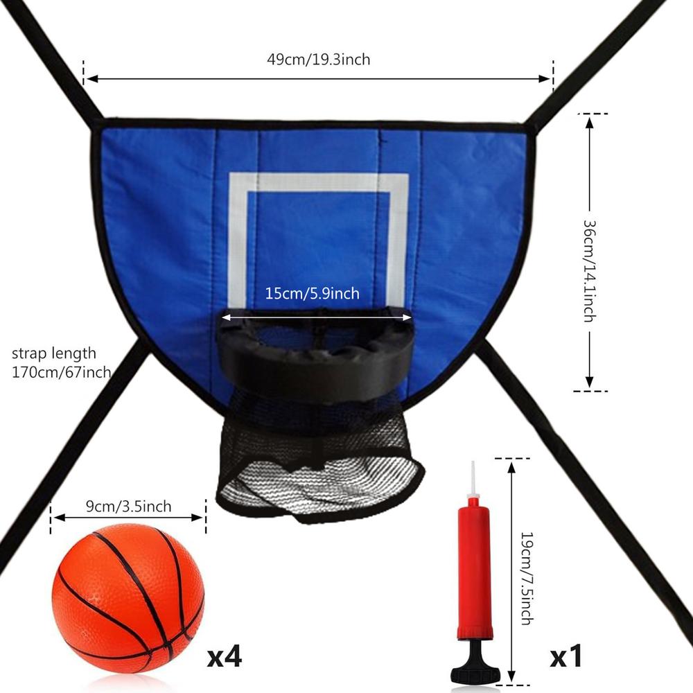 

Basketball Hoop For Trampoline Outdoor Children Soft Basketball Hoop Attachment With 4 Balls And Pump Trampoline Parts For Kids синий