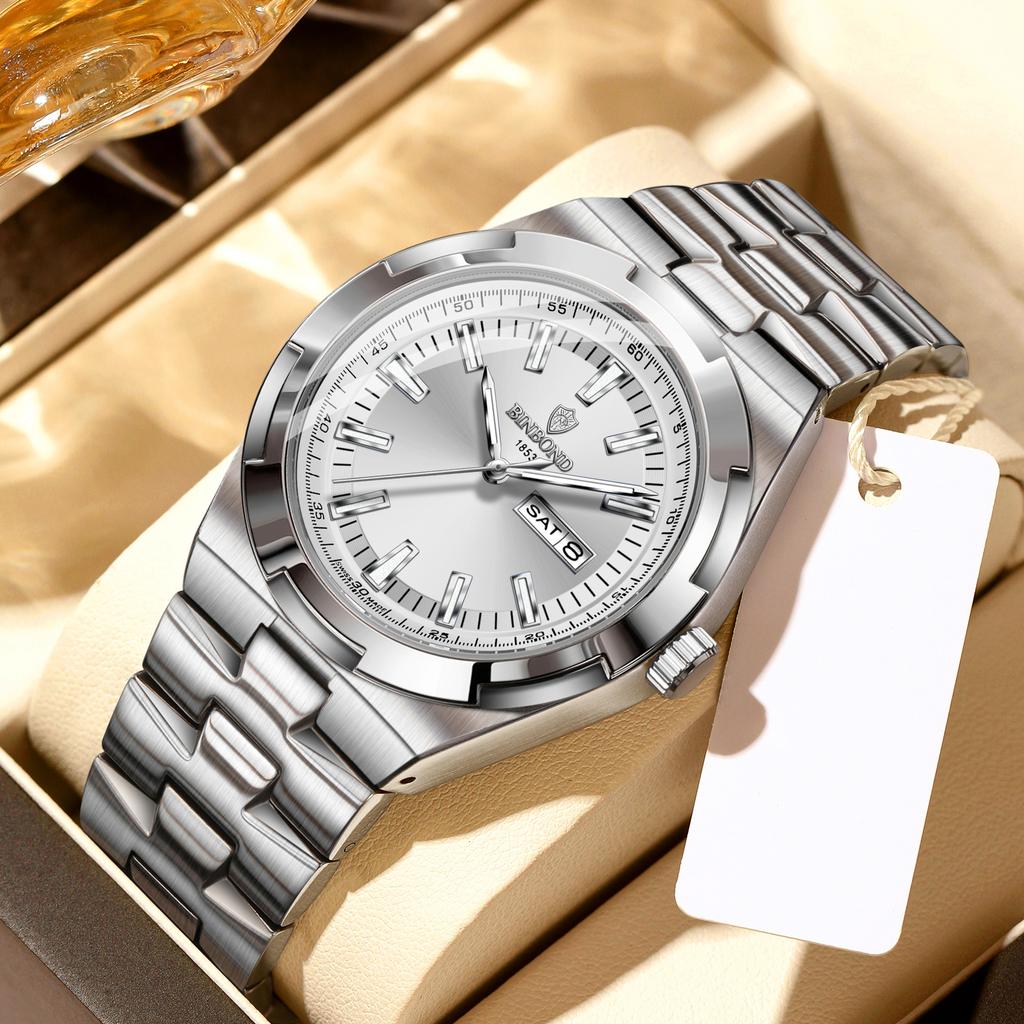 Man Wristwatch Quartz Men Business Watches Waterproof Luminous Date Week Stainless Steel Watch Male Reloj