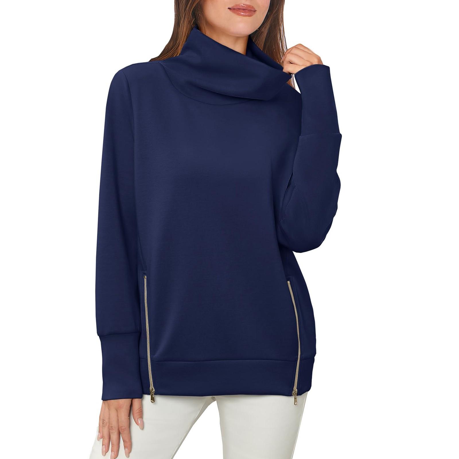 

Женские толстовки, свитера с высоким воротом, повседневная удобная модная одежда, одежда M синий