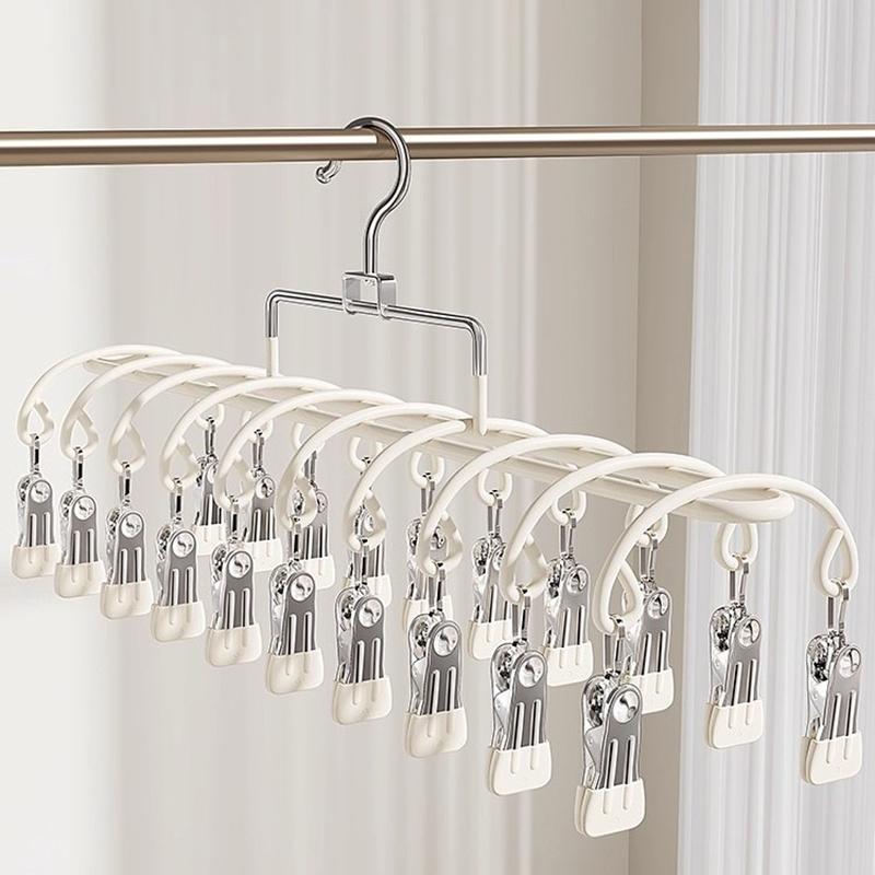 

Baby Clothesline Holder Multi-Function Anti-Slip Drng Clothes Hanger Infant Scarf Bib Storage Device Plastic Hanger белый