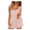 Women's Two Piece Set Ruffle Camisole Top Shorts Casual Summer Lounge Outfit
