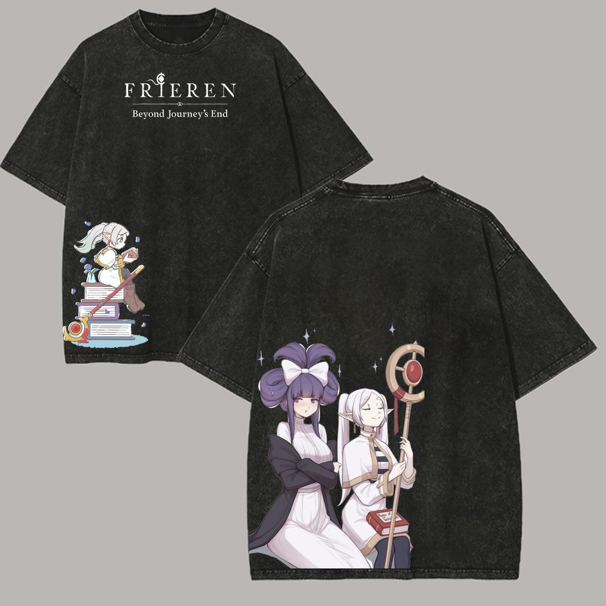 

Frieren Beyond Journeys End Anime T Shirt Unisex Women Clothing Gothic Yk Washed Oversized Tshirt Short Sleeve Cotton Tees Tops S