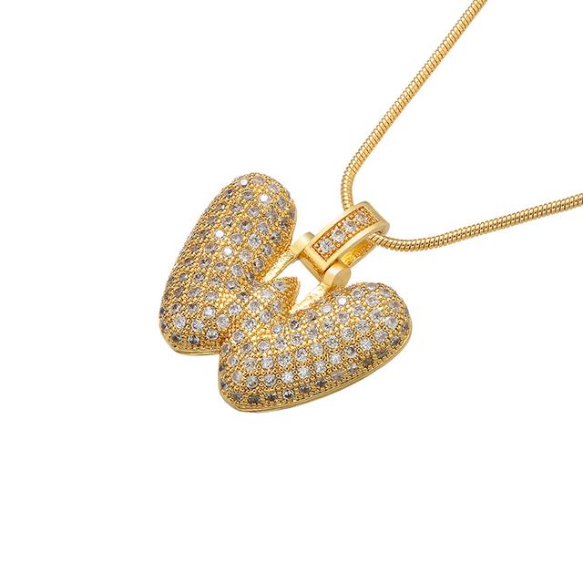 ZHUKOU high quality crystal brass gold letter necklace for ladies good friends couple birthday gift model: VL34