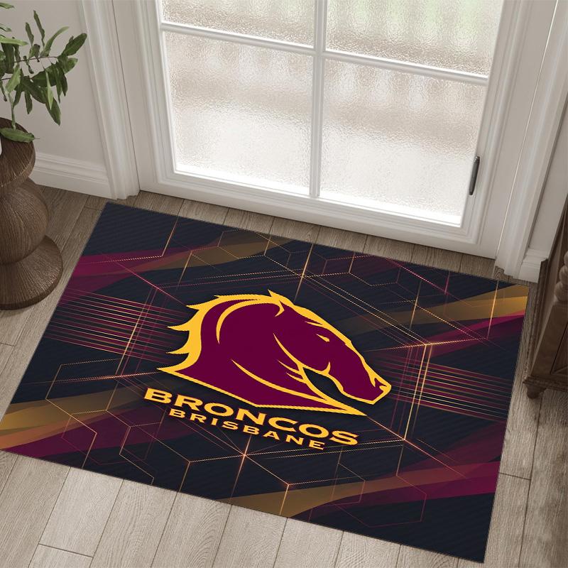 Brisbane Broncos Design Crystal Velvet Carpet Cozy Non?Slip Printed Rug For Bedroom Living Room Entrance