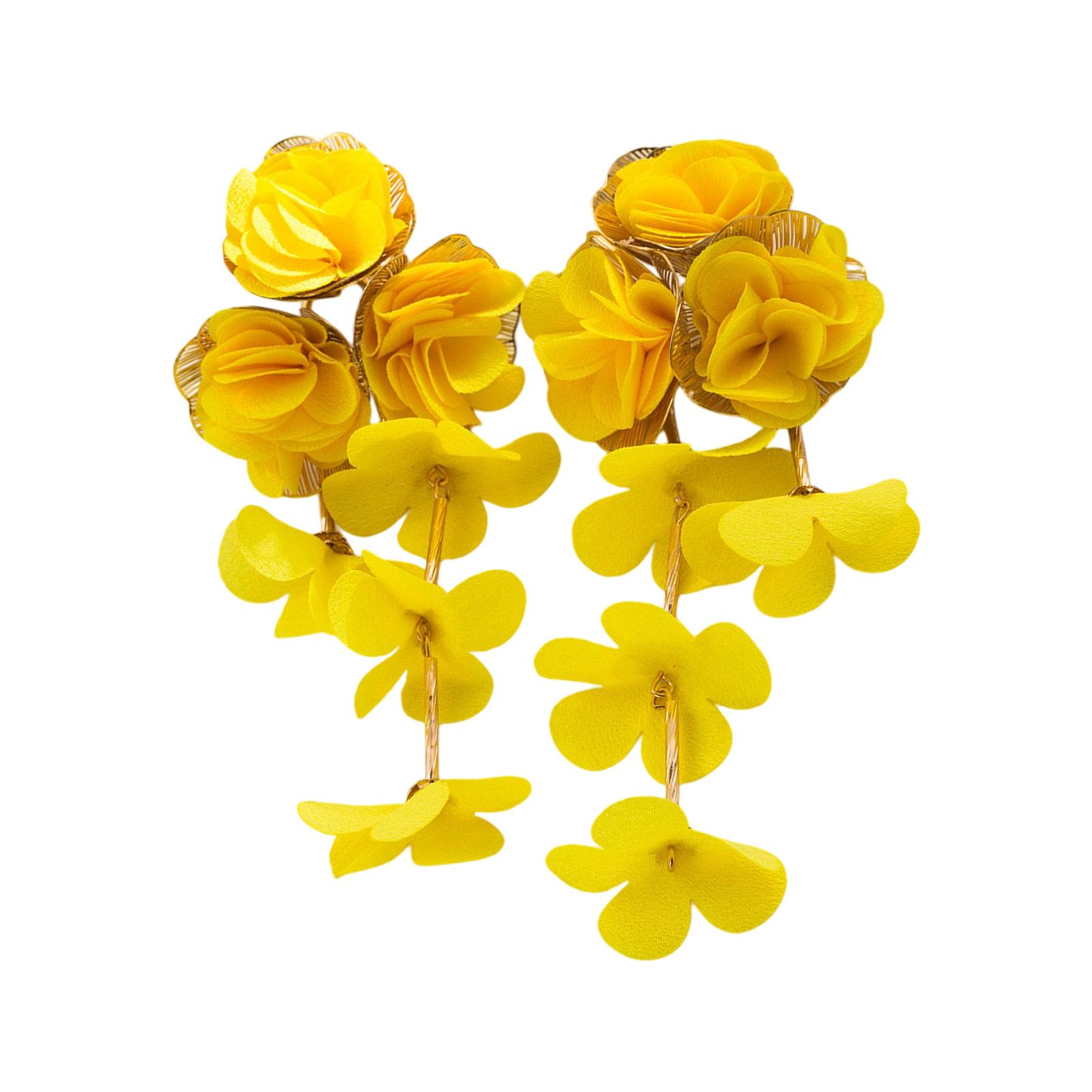 

Fashionable Layer Floral Earrings Soft Chiffon Flowers On Alloy Base Ideal For Parties And Outings