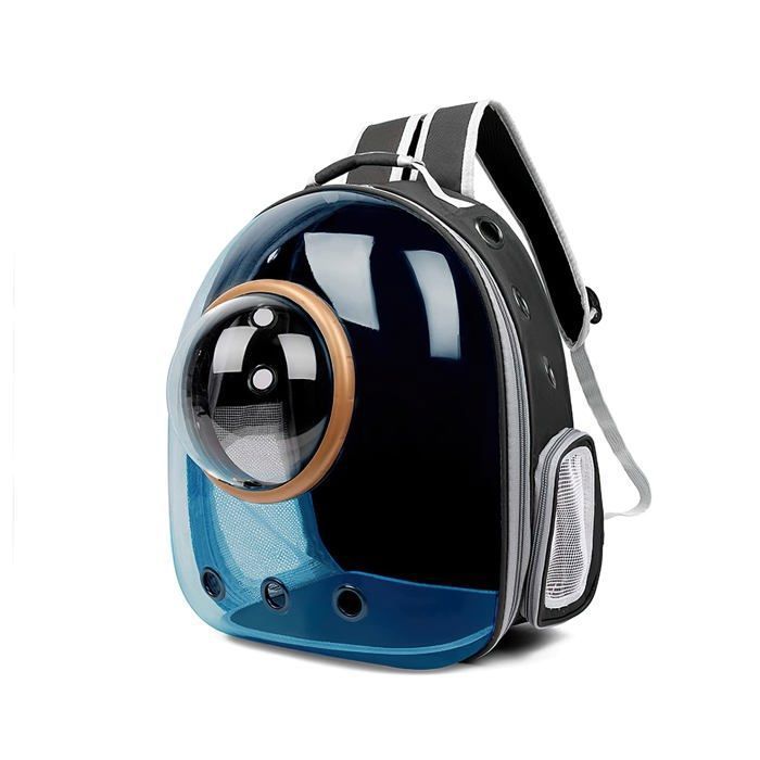 Sac à dos transparent pour chat/petit chien 35×45×28 cm - Noir, bulle PC ventilée, jusqu’à 6,5 kg