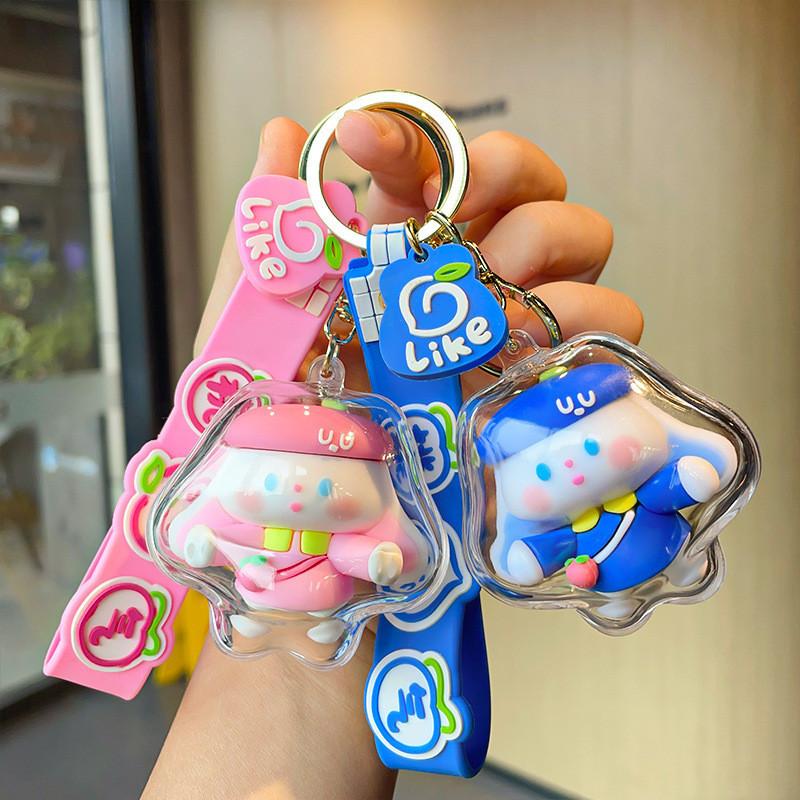 Adorable Cute Cartoon Rabbit Keychain For Girls Acrylic Couple Keyring Gift