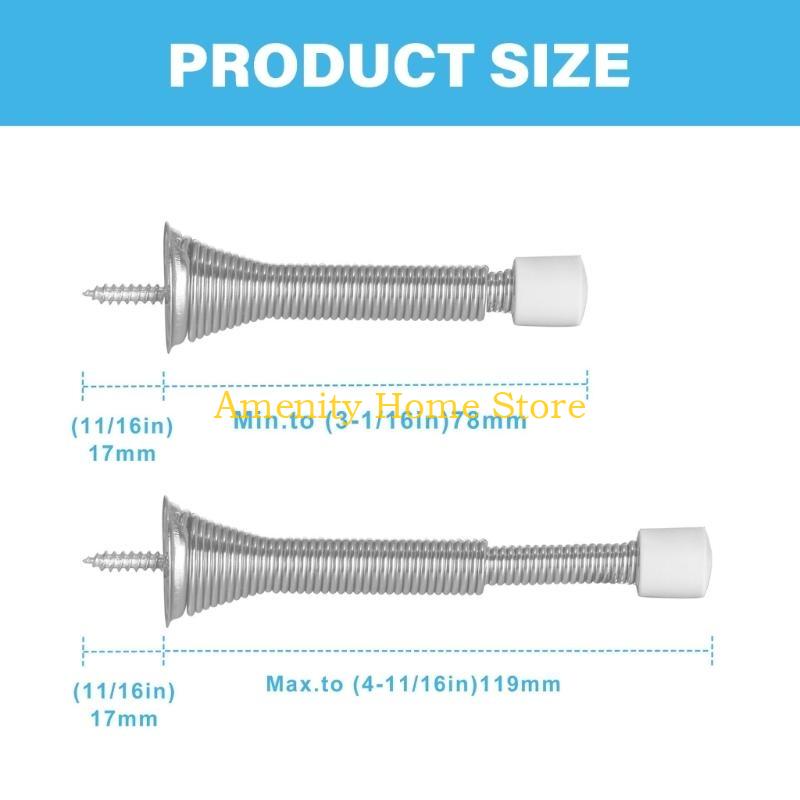 F26C Wall Mounted Spring Door Stop with Rubber Tip Wall Protects for Door Protections