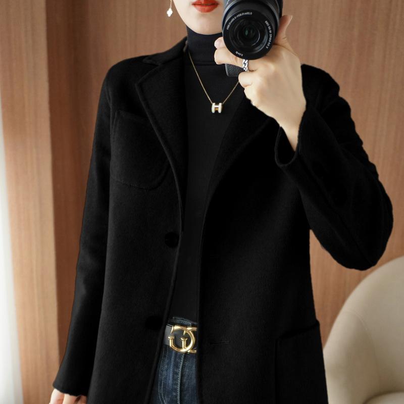 Autumn and Winter Double Sided Cashmere Coat Women's Wool Loose Jacket Small Suit Wool Short Coat Top