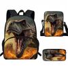 Kids Dinosaur Backpack Set Elementary School Oxford Fabric Ergonomic Back Support Breathable Lightweight 3-Piece Kit