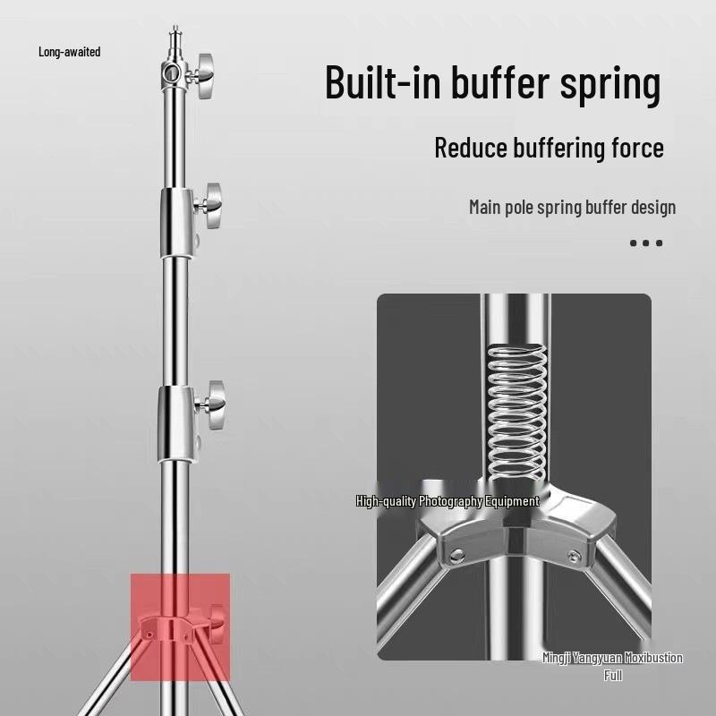 Photography C-Type Light Stand, Stainless Steel, 2.8m & 4m, with Spring Buffer and Three-Way Head Design.
