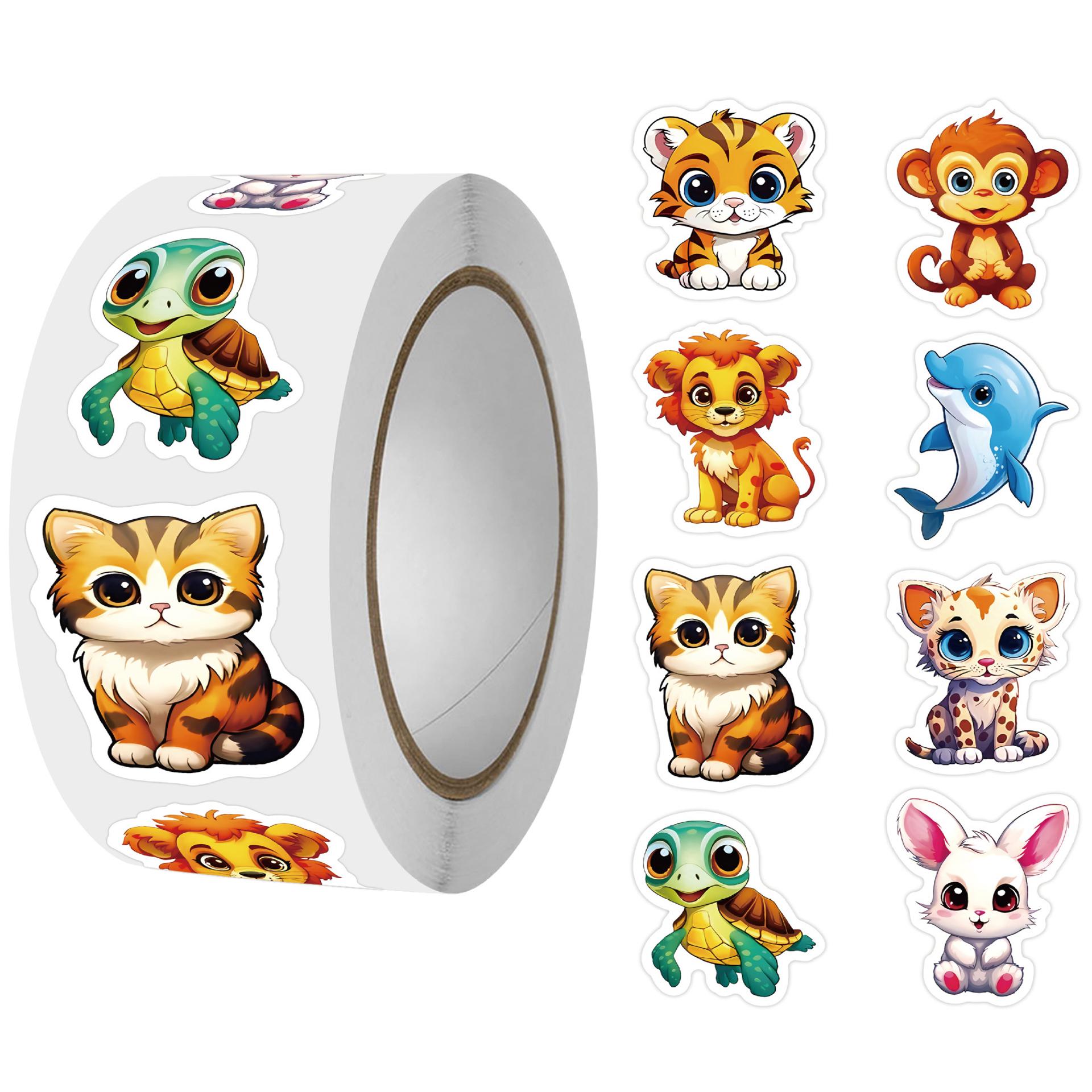 50-500pcs Cartoon Animals Stickers Birthday Wedding Party Gift Wrapping Label 1inch Scrapbook Stationery Stickers
