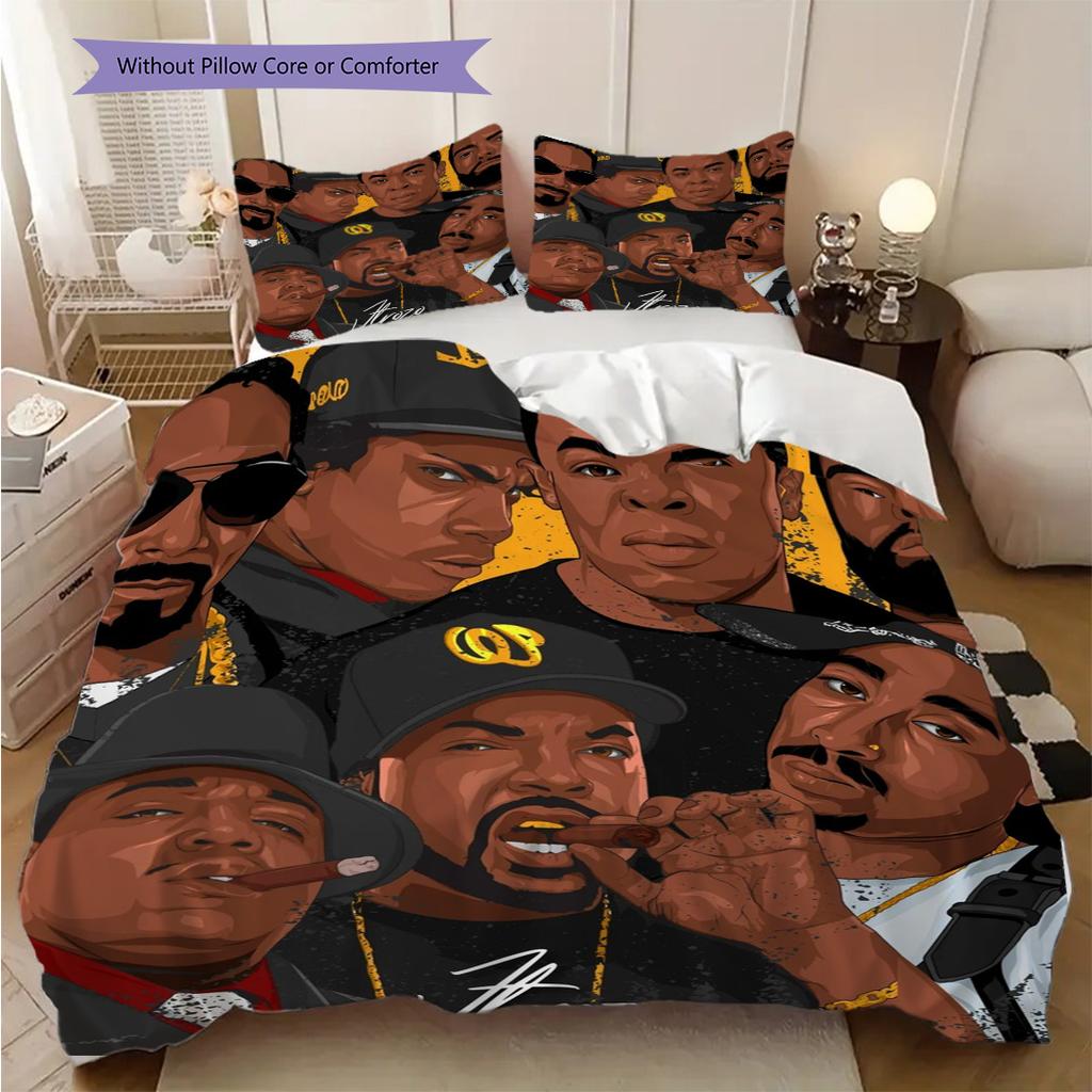 Rap Legends Street Art Tribute Threepiece Set 1 Duvet Cover 2 Pillowcase Without Core Soft And Comfortable Duvet Cover And Pillowcase
